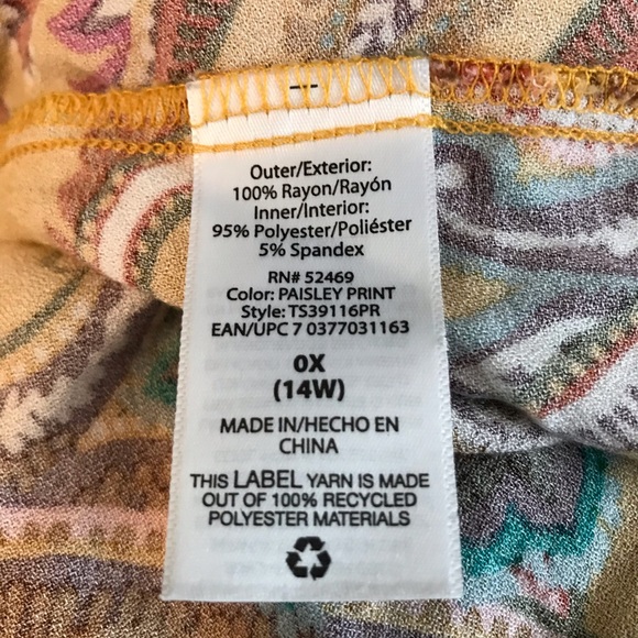 Terra & Sky Women’s Plus Size Duster Length Paisley Print Kimono Size 0X (14W) - Picture 6 of 8